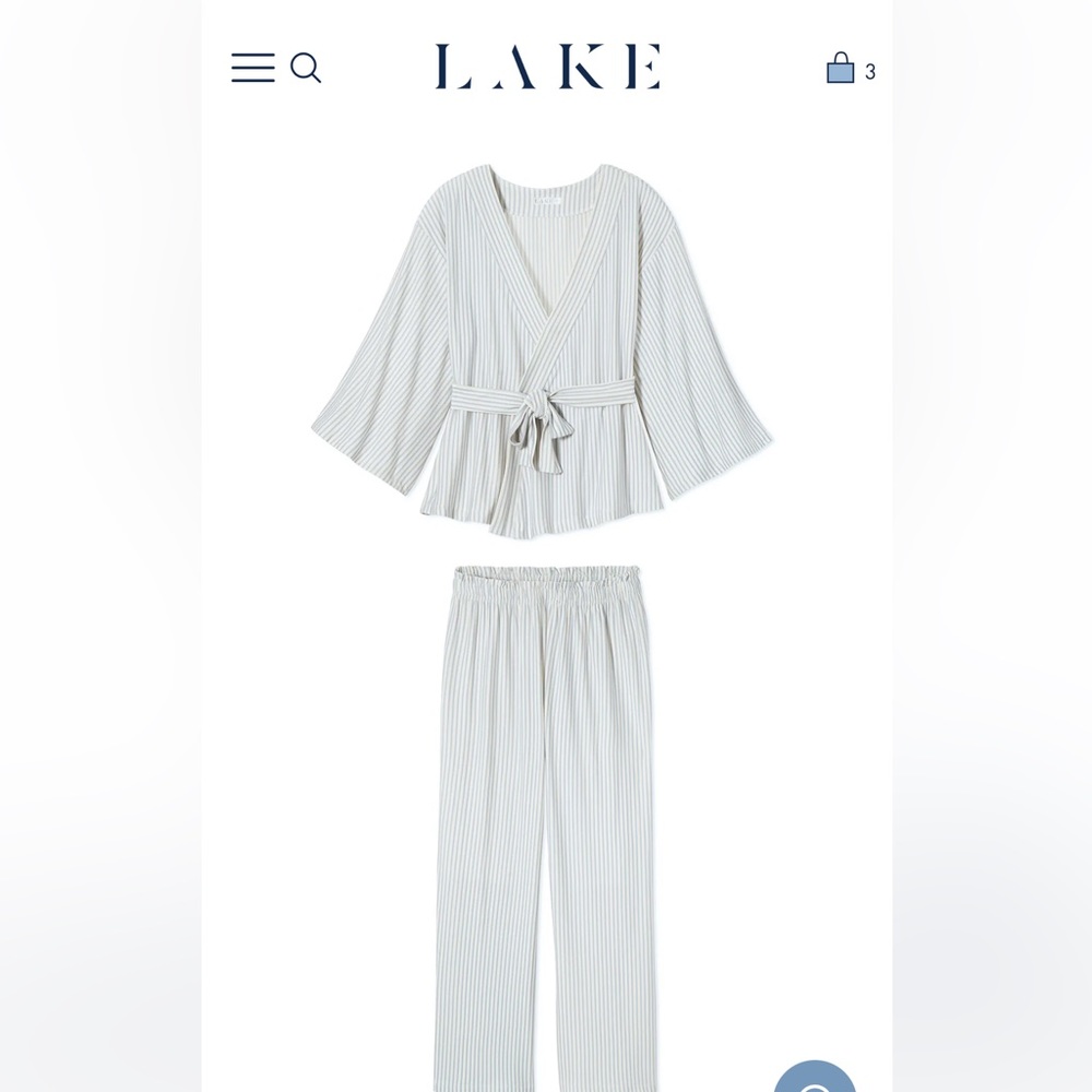 Lake Pajamas Kimono Set in Fog, size L